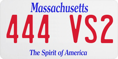 MA license plate 444VS2