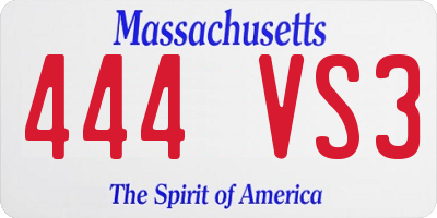 MA license plate 444VS3
