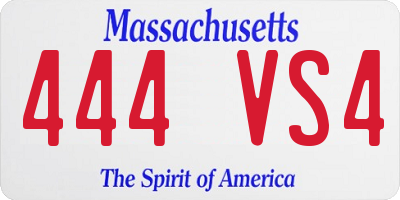 MA license plate 444VS4