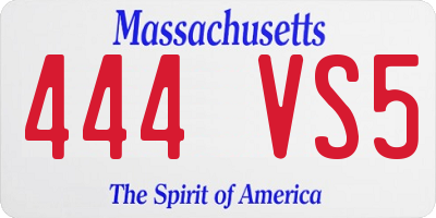 MA license plate 444VS5