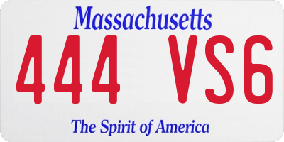 MA license plate 444VS6