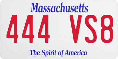 MA license plate 444VS8