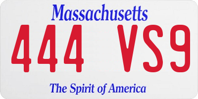 MA license plate 444VS9