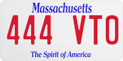 MA license plate 444VT0