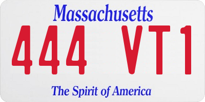 MA license plate 444VT1