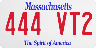 MA license plate 444VT2