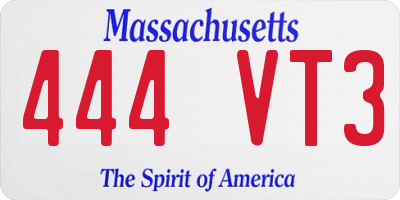 MA license plate 444VT3