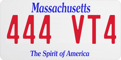 MA license plate 444VT4