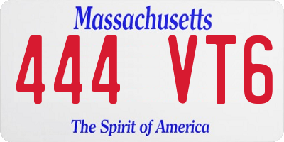 MA license plate 444VT6
