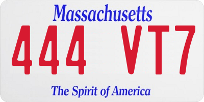 MA license plate 444VT7
