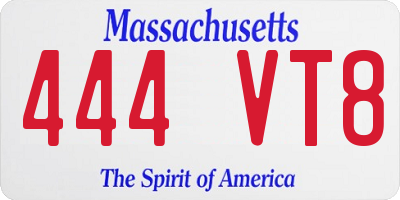 MA license plate 444VT8