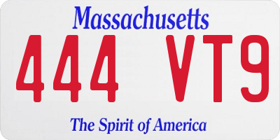MA license plate 444VT9