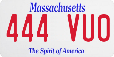MA license plate 444VU0