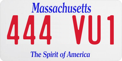 MA license plate 444VU1