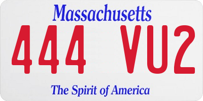 MA license plate 444VU2