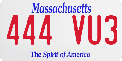 MA license plate 444VU3