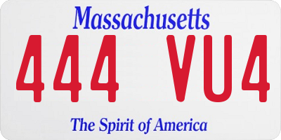 MA license plate 444VU4
