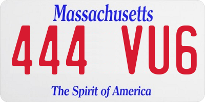 MA license plate 444VU6