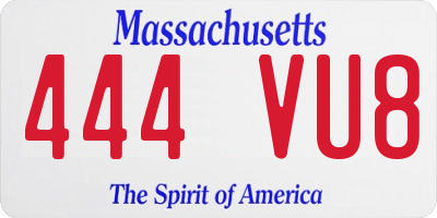 MA license plate 444VU8