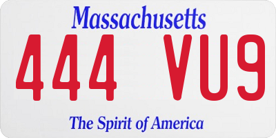 MA license plate 444VU9