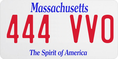 MA license plate 444VV0