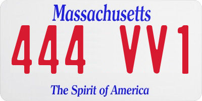 MA license plate 444VV1