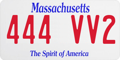 MA license plate 444VV2