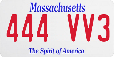 MA license plate 444VV3