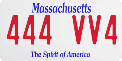 MA license plate 444VV4