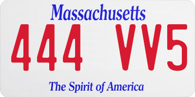MA license plate 444VV5