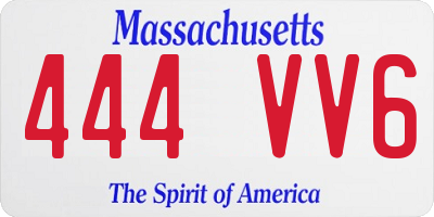 MA license plate 444VV6