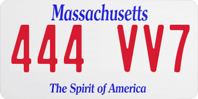 MA license plate 444VV7