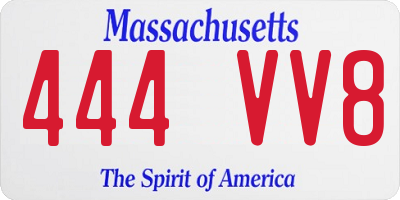 MA license plate 444VV8
