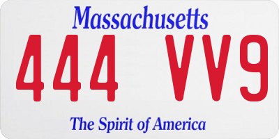 MA license plate 444VV9