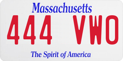 MA license plate 444VW0