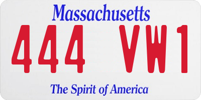 MA license plate 444VW1