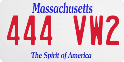 MA license plate 444VW2