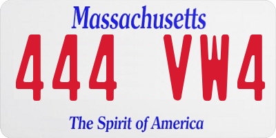 MA license plate 444VW4