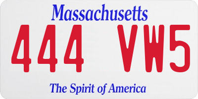 MA license plate 444VW5