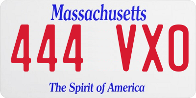 MA license plate 444VX0