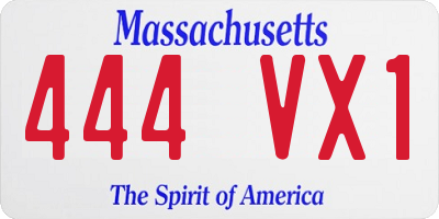 MA license plate 444VX1