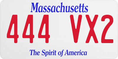 MA license plate 444VX2