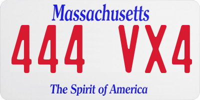 MA license plate 444VX4