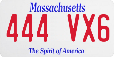 MA license plate 444VX6
