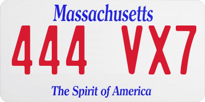 MA license plate 444VX7