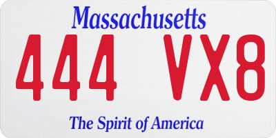 MA license plate 444VX8