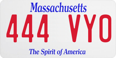 MA license plate 444VY0