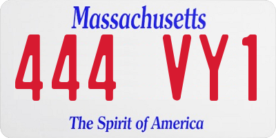 MA license plate 444VY1