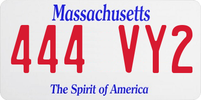 MA license plate 444VY2