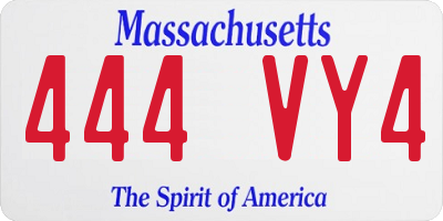 MA license plate 444VY4